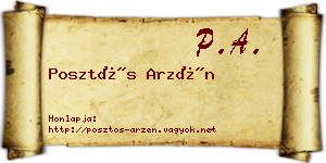 Posztós Arzén névjegykártya